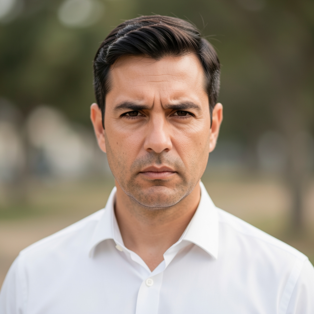 Retrato profesional de Martín Solano, analista senior de medios, hombre con camisa blanca y expresión seria
